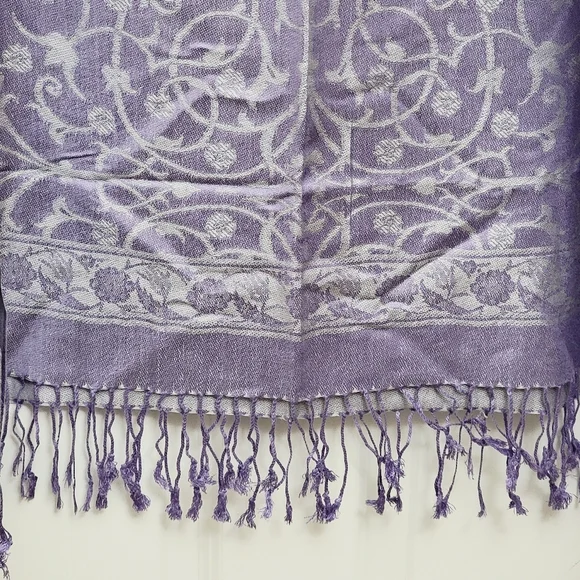 TURKISH long wrap/scarf in Swirl print, 2 tone Pashmina - Picture 5 of 7